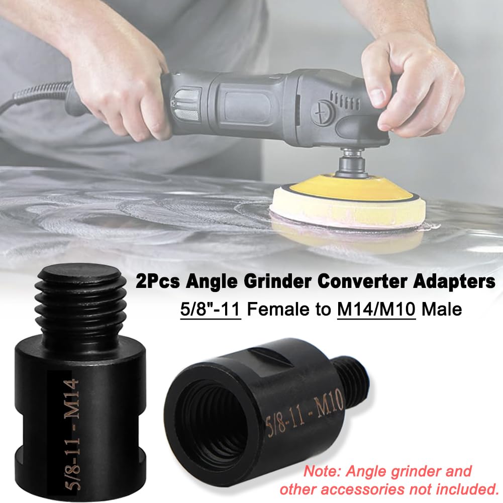 Saipe 2Pcs Angle Grinder Converter Adapters 5/8"-11 Female to M14/M10 Male, Angle Grinder Attachments Adapter Interface Connector Thread Adapter for Angle Grinder Polisher Drill Bit Connecting Tool