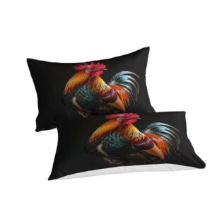 ERGTT Big Rooster 3D Print Birds Comforter Covers for Boys Girls Quilt Cover Duvet Cover Bedding Set with Zipper Closure with Pillow Cases Soft Microfiber 3 Pieces Queen（228x228cm）, Style-3