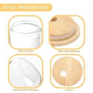 20 Pack Sublimation Glass Cans Transparent Sublimation Beer Glass Can Shaped with Bamboo Lids Borosilicate Glasses Tumbler Mason Jar Cups Mug with Straw for Beer, Juice, Soda, Iced Coffee, Drinks 16oz