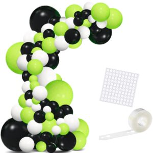 lime green black balloon garland kit - lime green black balloons white balloons video gaming birthday party for soccer gamer birthday baby shower graduation wedding halloween party decorations