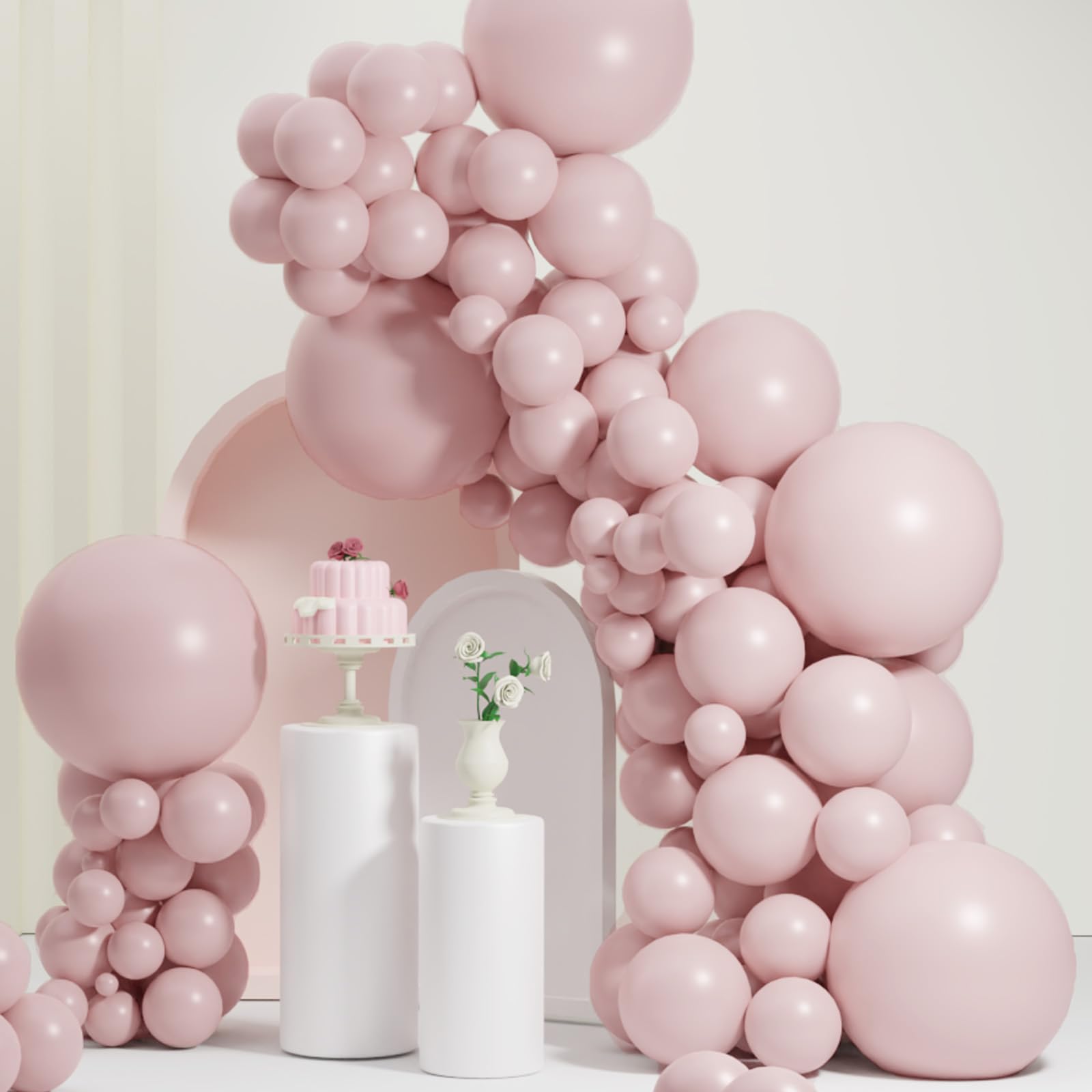 Dusty Pink Balloons, Scmdoti Pale Pink Balloons Different Sizes 18 12 10 5 Inches, Pink Balloon Garland Arch for Birthday Baby Shower Wedding Anniversary Graduation Party Decorations(Dusty Pink)