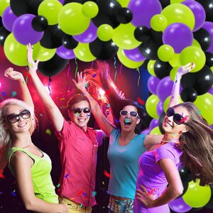 Lime Green Purple Black Balloon Garland Arch Kit - Lime Green Purple Balloons Black Purple Balloons Halloween Balloons for Video Game Truck Car Birthday Graduation Hero Birthday Party Decorations