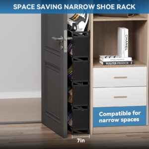 DEYILIAN Space Saving 5 Tier Shoe Rack,Sturdy Stainless Steel with Non Woven Fabric Plastic Connectors Holds up to 10 Pairs Men's Shoes for Entryway Narrow Spaces Behind Doors and Closet