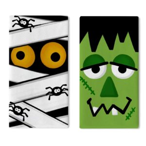 croar halloween mummy kitchen dish towels set of 2, frank.en stein drying hand towels spider baking cooking cloth, funny holiday home kitchen decoration 18 x 26 inch