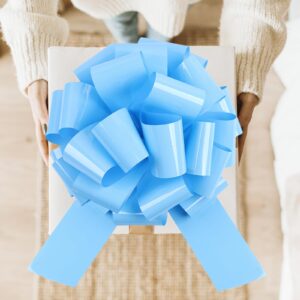 1Pcs Ribbon Pull Bows，16" Wide, Gift Bows, Christmas, Presents, Birthday, Baby Shower, Gift Basket,Wedding, Reception, Easter,Decoration, Office, Classroom, Fundraiser. (Light Blue)