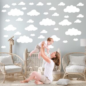 51pcs Big Clouds Wall Decals Removable Decals DIY Large Vinyl Wall Sticker Self Adhesive Wallpaper for Girls Bedroom Nursery Baby Boy Kids Room Wall Art Decorations, Peel and Stick