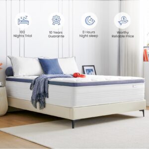 Dourxi Twin XL Size Mattress, 12 Inch Twin Mattress in a Box with Gel Memory Foam, Individually Pocketed Springs for Pressure Relief and Back Pain Relief-Medium