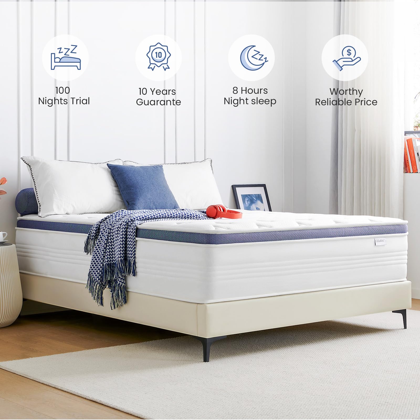 Dourxi Twin XL Size Mattress, 12 Inch Twin Mattress in a Box with Gel Memory Foam, Individually Pocketed Springs for Pressure Relief and Back Pain Relief-Medium