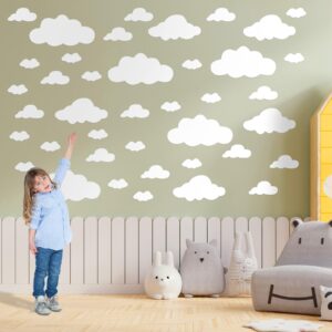 51pcs Big Clouds Wall Decals Removable Decals DIY Large Vinyl Wall Sticker Self Adhesive Wallpaper for Girls Bedroom Nursery Baby Boy Kids Room Wall Art Decorations, Peel and Stick