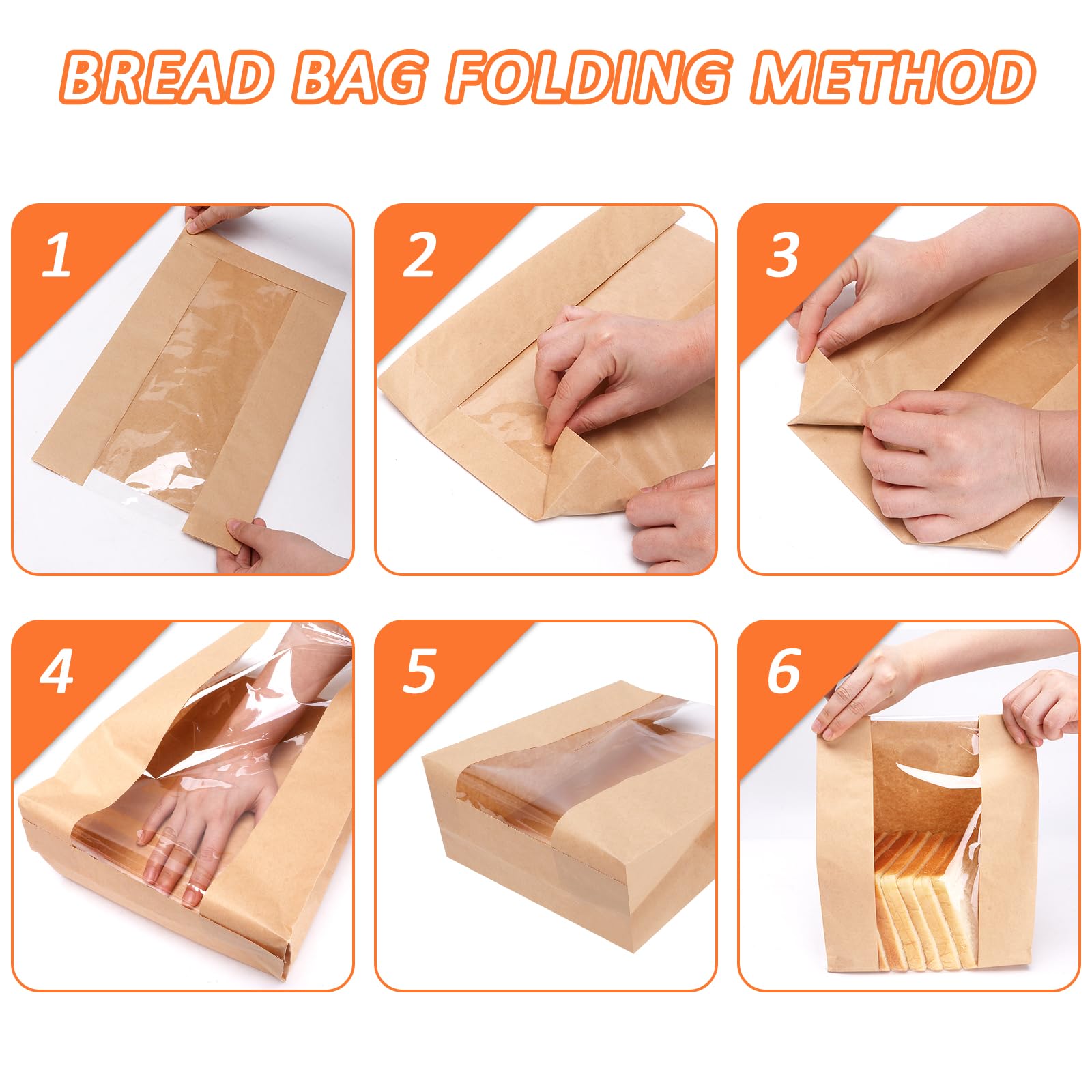 Bread Bags for Homemade Bread Sourdough Bread Bags - 60 Pack - Large Kraft Paper Bakery Bag with Clear Window with Label Seal Stickers for Packaging Baked Food Bread Storage (13.7''x8.2''x3.5'')