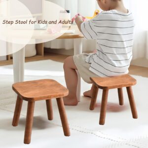 Generic Wooden Stool, 9'' Small Foot Stool for Adults, Wood Bedside Step Stool with Non-Slip Feet Perfect Matched Sensory Table, Bedroom, Kitchen, Bathroom, Natural, SUNRISEA-1