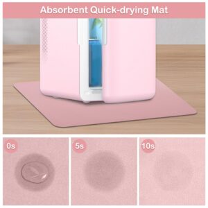 SUNICO Portable Mini Fridge Mat, 14x10 in Retro Compact Refrigerator Mat, Diatomite Quick Drying Mat, Non-slip Skincare Fridge Pad for Bedroom, Office, Countertop, Easy to Clean, Pink