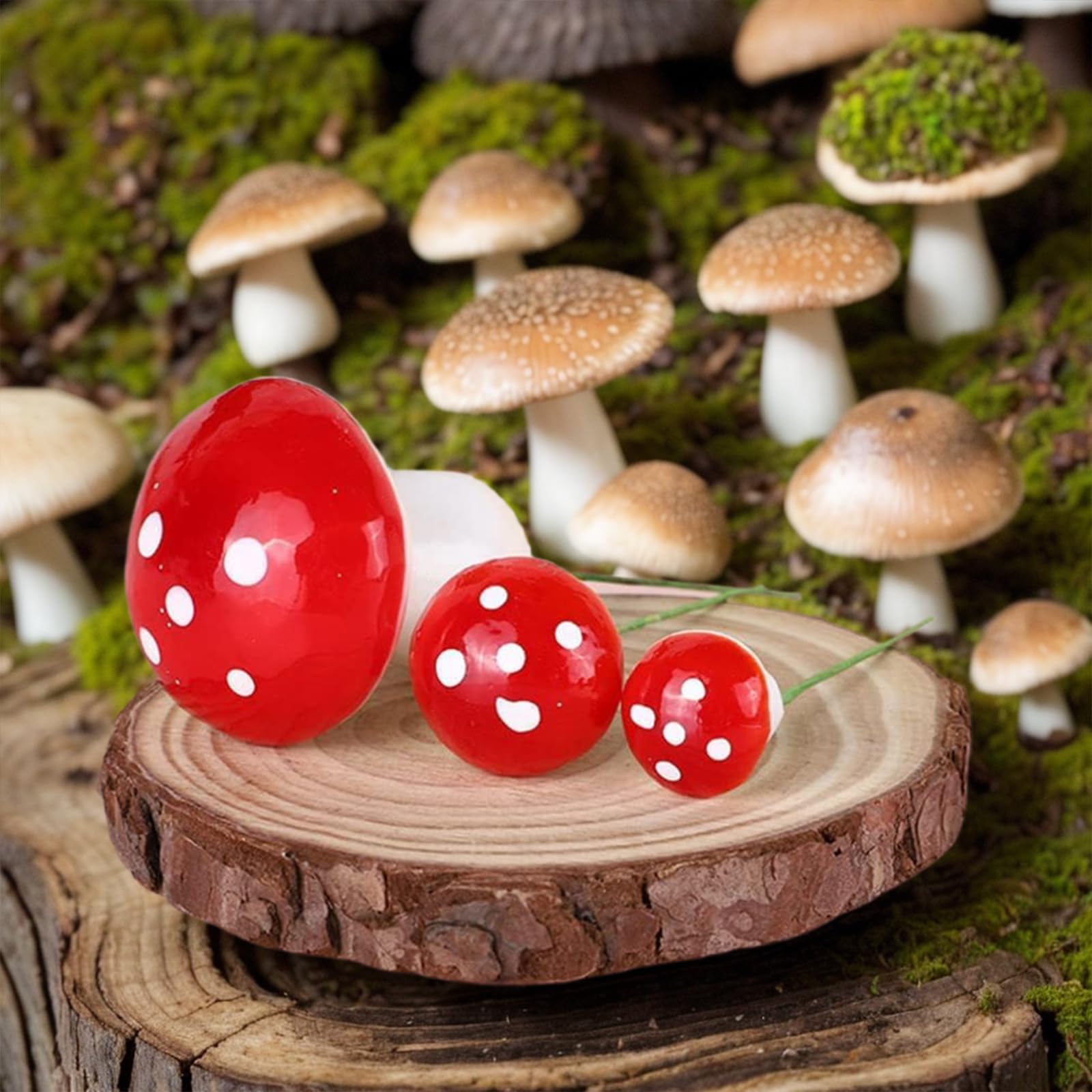 jarbins 30 Pack Mushroom Cake Decorations Red Mini Mushroom Toothpicks Foam Cupcake Toppers Mushroom Cake Picks for Birthday Baby Shower Party Micro Landscape Decor