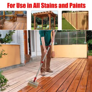 60" Long Handle 6" Deck Stain Brush Applicator with 3" Paint Brush, Block Staining Brushes for Woodstains, Oils, Decking Paints, Decking Stains, Deck Coatings, Fence Wall Furniture Paints