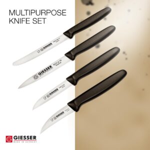 Giesser since 1776, Made in Germany, small Paring knife set of 4, rustfree, dishwasher safe - sheepsfoot paring knife, tomato knife, peeling knife, vegetable knife