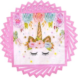 50 pcs pink unicorns napkins for girls' birthday parties - perfect party supplies for baby showers - disposable unicorn tableware paper napkins