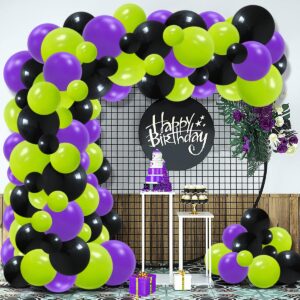 Lime Green Purple Black Balloon Garland Arch Kit - Lime Green Purple Balloons Black Purple Balloons Halloween Balloons for Video Game Truck Car Birthday Graduation Hero Birthday Party Decorations