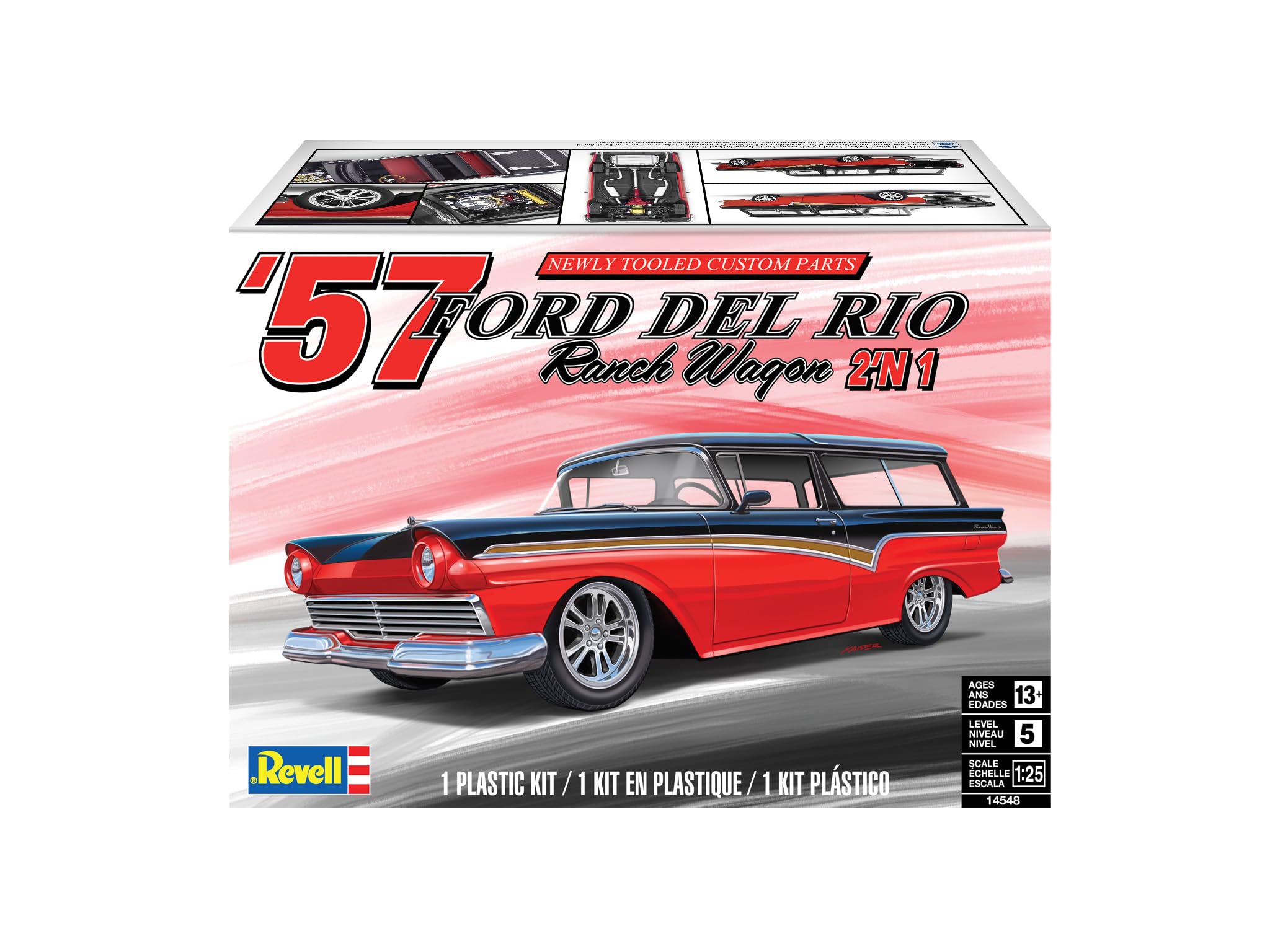 Revell 14548 '57 Ford Del Rio Ranch Wagon 2'N1 1:25 Scale 197-Piece Skill Level 5 Model Building Kit