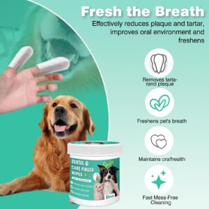 RUAKPL Dog Teeth Cleaning Wipes, Pre-Soaked Pet Tooth Finger Wipes 60pcs, Soothing Cleaning Pet Teeth, Reducing Tartar and Plaque, Freshening Breath, Maintaining Your Dog's Oral Health