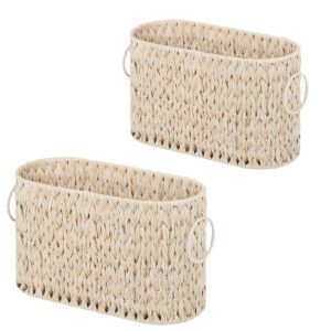 airsnigi toilet paper storage, 2 pack toilet paper basket for bathroom storage wicker toilet paper holder for 6 mega rolls waterproof wicker bathroom storage basket, white