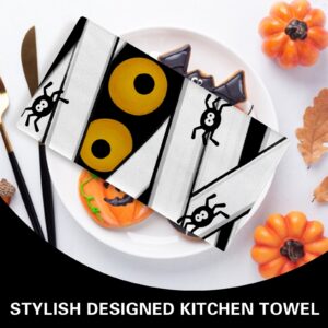 Croar Halloween Mummy Kitchen Dish Towels Set of 2, Frank.en Stein Drying Hand Towels Spider Baking Cooking Cloth, Funny Holiday Home Kitchen Decoration 18 x 26 Inch