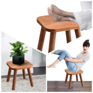 Generic Wooden Stool, 9'' Small Foot Stool for Adults, Wood Bedside Step Stool with Non-Slip Feet Perfect Matched Sensory Table, Bedroom, Kitchen, Bathroom, Natural, SUNRISEA-1