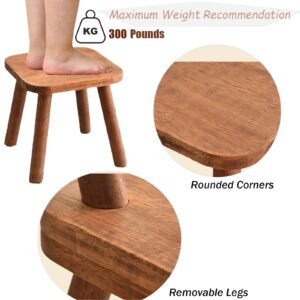 Generic Wooden Stool, 9'' Small Foot Stool for Adults, Wood Bedside Step Stool with Non-Slip Feet Perfect Matched Sensory Table, Bedroom, Kitchen, Bathroom, Natural, SUNRISEA-1