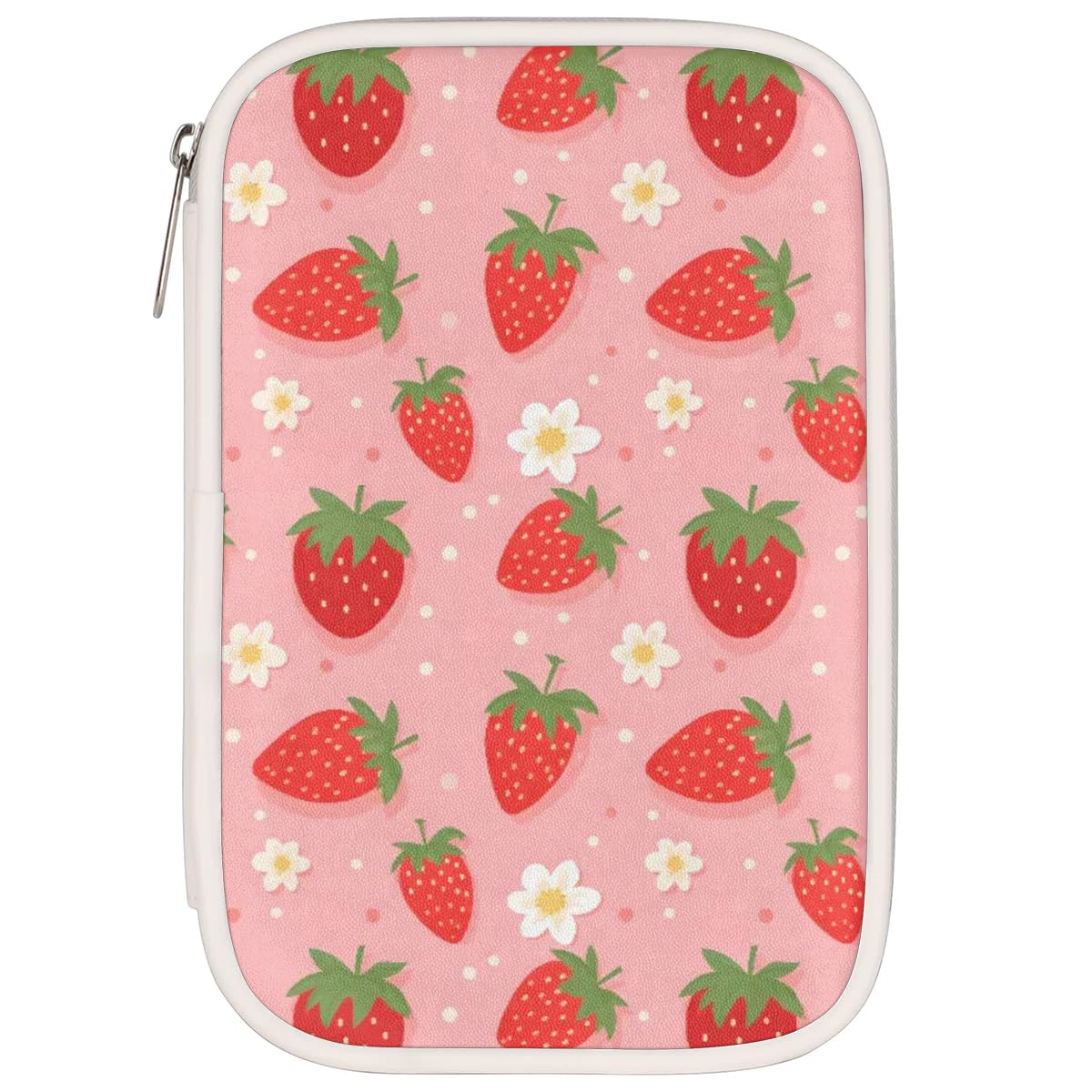 DJYQBFA Strawberry Pencil Case Pouch Multifunctional Cute Pu Leather Pen Holder with Zipper Stationery Pen Bag