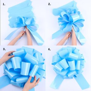 1Pcs Ribbon Pull Bows，16" Wide, Gift Bows, Christmas, Presents, Birthday, Baby Shower, Gift Basket,Wedding, Reception, Easter,Decoration, Office, Classroom, Fundraiser. (Light Blue)