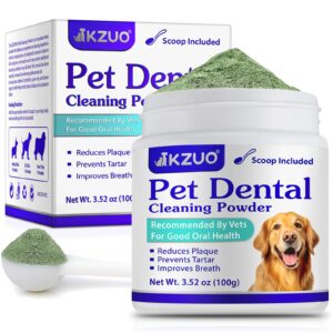 dog dental powder - dog teeth cleaning powder - dog dental care - targets tartar & reduces plaque & bad breath - teeth cleaning made easy eliminate - formulated for small, medium, large dogs