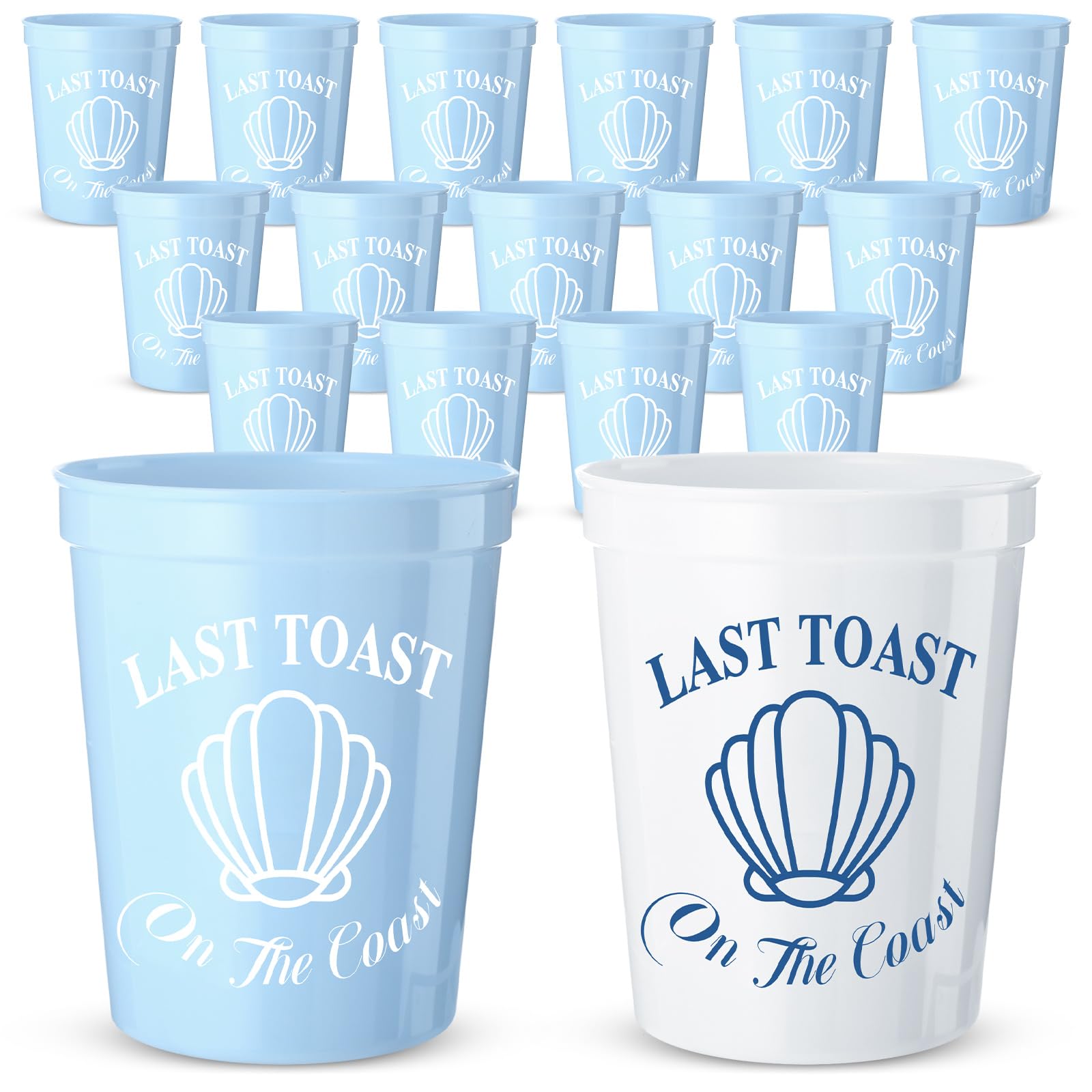 Ninehaoou 15 Pcs Last Toast on the Coast Bachelorette Party Plastic Cups 16 oz Coastal Stadium Cups Reusable Beach Bachelorette Weekend Bridal Party Favors Decorations for Bachelorette Party