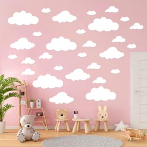 51pcs Big Clouds Wall Decals Removable Decals DIY Large Vinyl Wall Sticker Self Adhesive Wallpaper for Girls Bedroom Nursery Baby Boy Kids Room Wall Art Decorations, Peel and Stick