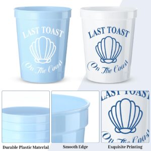 Ninehaoou 15 Pcs Last Toast on the Coast Bachelorette Party Plastic Cups 16 oz Coastal Stadium Cups Reusable Beach Bachelorette Weekend Bridal Party Favors Decorations for Bachelorette Party