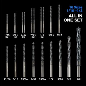 toolant Cobalt Drill Bit Set(Pro) Titanium Aluminum Nitride Coated (TiAlN) with Bullet Point Tip, 21-Piece (1/16" - 1/2")