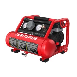 1 gallon ultra quiet air compressor, craftsman, oil-free 1/2 hp max 125 psi horizontal portable air compressor for car tires, nail gun and pneumatic tools