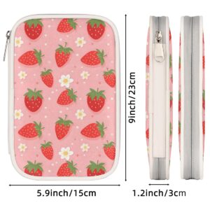 DJYQBFA Strawberry Pencil Case Pouch Multifunctional Cute Pu Leather Pen Holder with Zipper Stationery Pen Bag