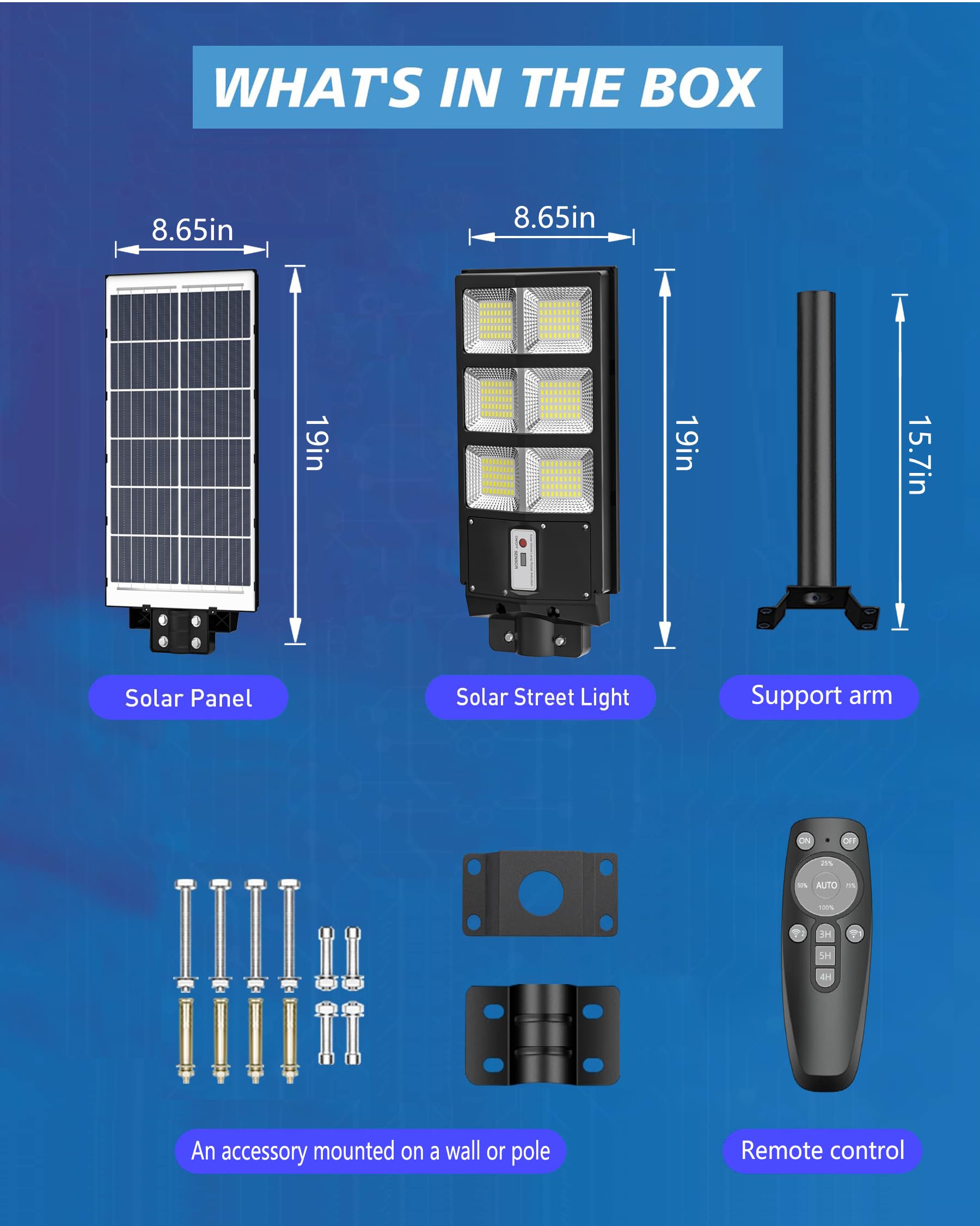 Solar Street Lights Outdoor, 800W Solar Parking Lot Lights, 6500K LED Street Light Dusk to Dawn, Solar Lights Outdoor Waterproof IP66, Wide Angle Lamp with Motion Sensor, for Yard, Commercial Grade