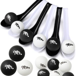 pullcrease 12 pack wedding spoon relay race toy set for boy girl adults, wedding games for reception team bride team groom ball and spoon race game for wedding bachelorette party after party supplies