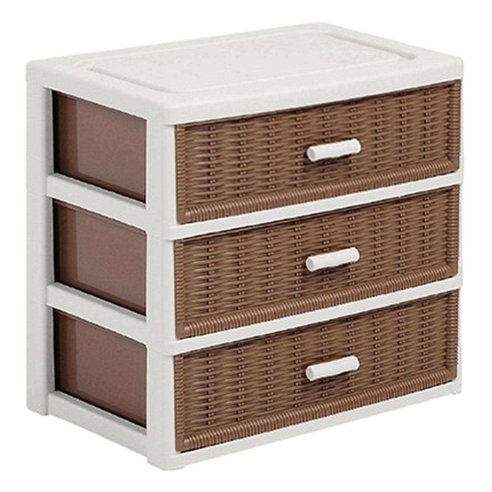 Generic Rattan Storage Drawers, Stackable Storage Bins, 2,3,4 Floor Rattan Drawers, Modern Closet Rattan Drawer, Decorative Classified Household Storage Box For Paper, Books, Snacks, Toys