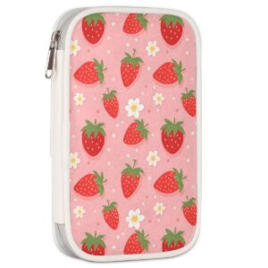 DJYQBFA Strawberry Pencil Case Pouch Multifunctional Cute Pu Leather Pen Holder with Zipper Stationery Pen Bag