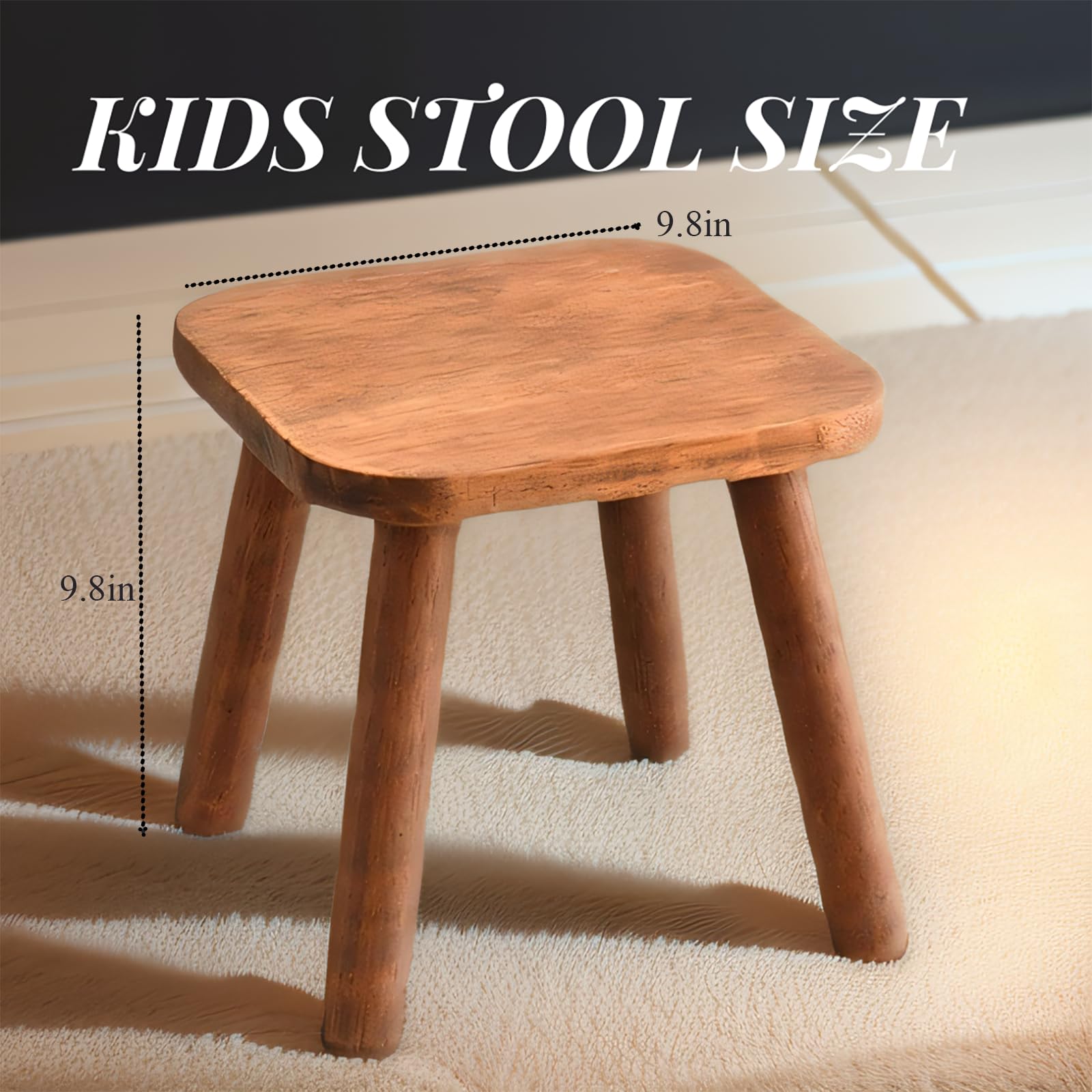 Generic Wooden Stool, 9'' Small Foot Stool for Adults, Wood Bedside Step Stool with Non-Slip Feet Perfect Matched Sensory Table, Bedroom, Kitchen, Bathroom, Natural, SUNRISEA-1