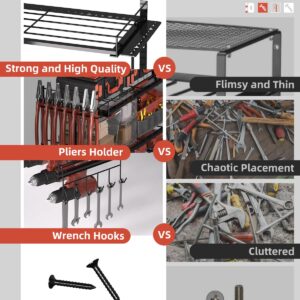 Gifts for Men Dad Husband Him, Power Tool Organizer Wall Mount, 4 Drill Modular Tool Storage Shelf with Hooks, Drill Holder for Garage Organization, Cool Anniversary Birthday Gifts for Men Women