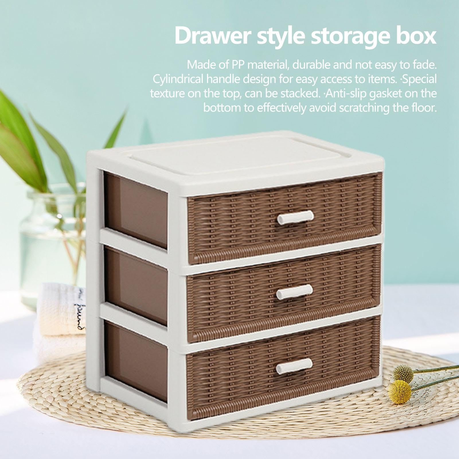 Generic Rattan Storage Drawers, Stackable Storage Bins, 2,3,4 Floor Rattan Drawers, Modern Closet Rattan Drawer, Decorative Classified Household Storage Box For Paper, Books, Snacks, Toys