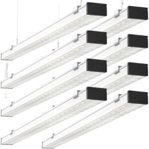 antlux 4ft led shop lights, 72w 8000lm super bright led garage light，5000k linkable 4 foot led shop lighting for garage with plug, 48 inch led light fixtures for garage warehouses shops, 8 pack