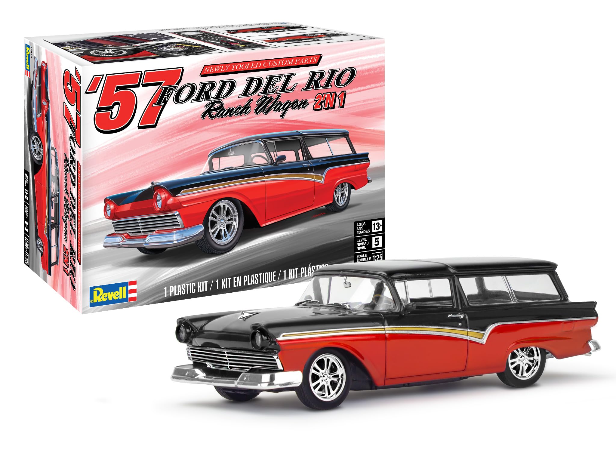 Revell 14548 '57 Ford Del Rio Ranch Wagon 2'N1 1:25 Scale 197-Piece Skill Level 5 Model Building Kit