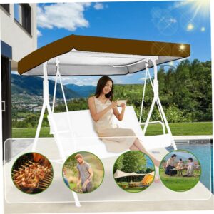 TOPofly Outdoor Swing Canopy Replacement, Swing Canopy Replacement, 75x47 Waterproof Swing Cover Replacement, Sunproof Outdoor Swing Cover for Garden Swing Chair Patio Hammock, Coffee