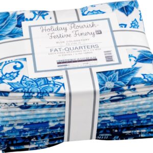 Holiday Flourish Festive Finery Blue 15 Fat Quarters Robert Kaufman Fabrics FQ-2139-15