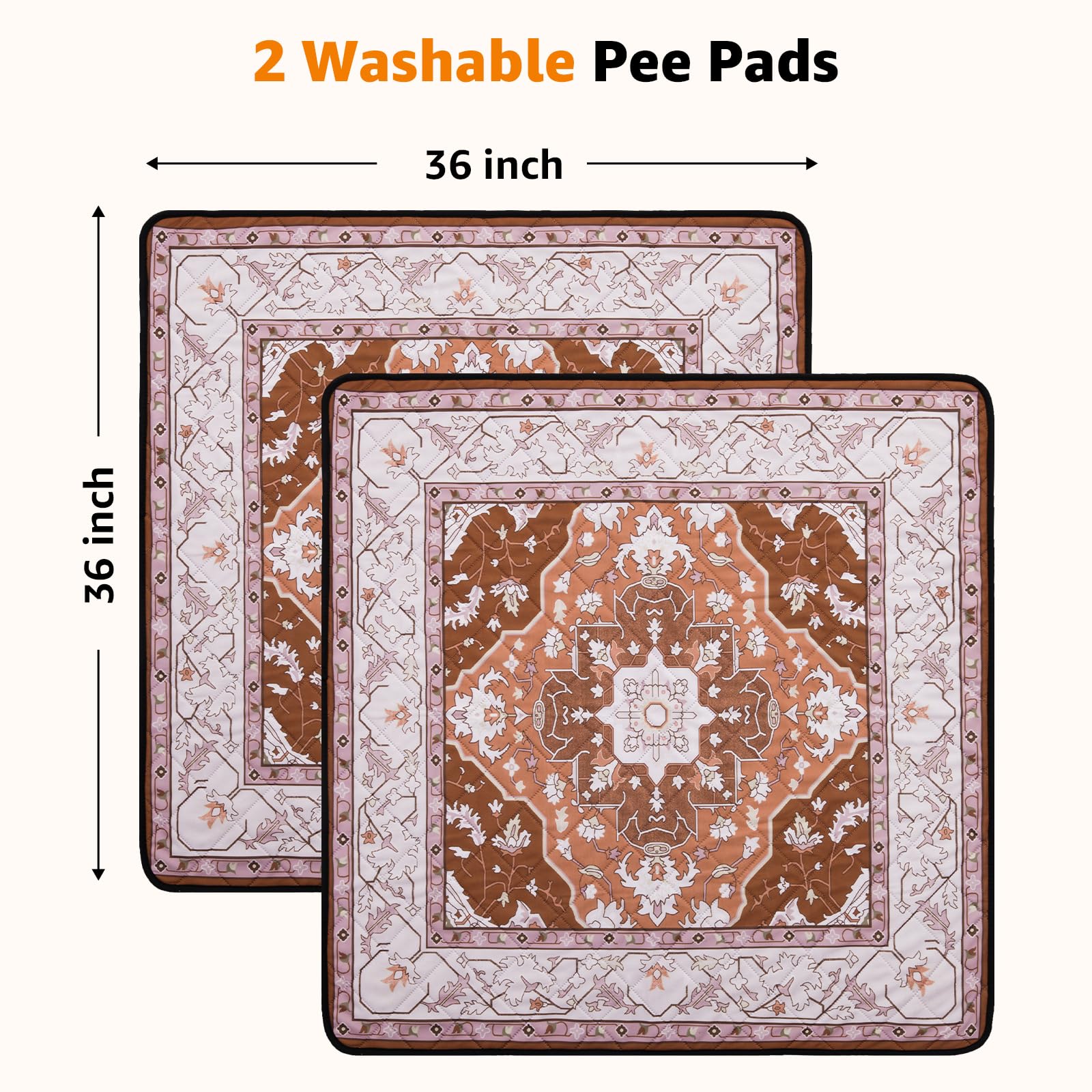 Washable Pee Pads for Dogs: 2 Pack Reusable Pee Pads for Dogs, Waterproof & Leakproof Washable Puppy Pad, Non-Slip Whelping Pee Pads & Potty Training Pad for Floor, Playpen,Crate, Couch, 36x36