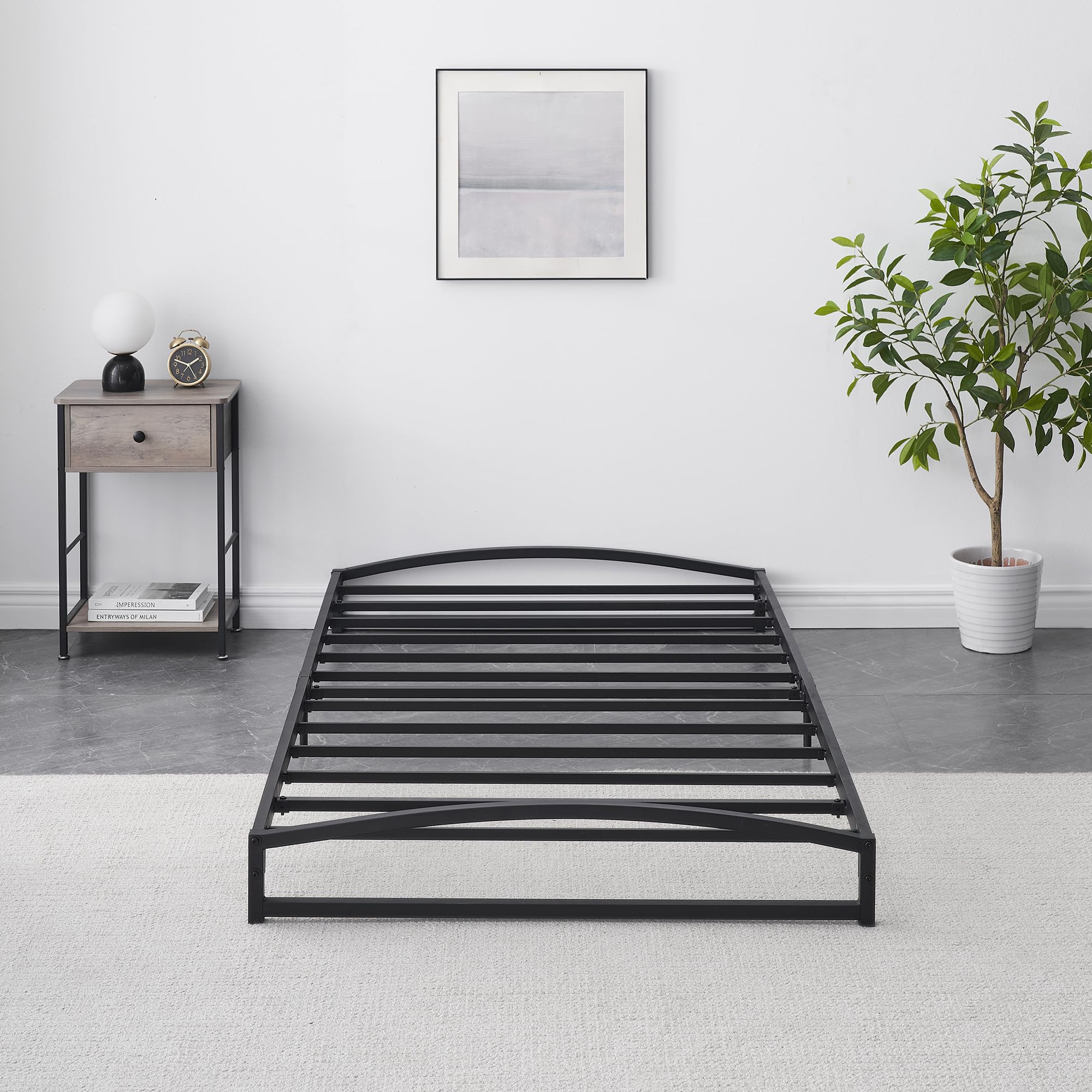 IDEALHOUSE Low Bed Frame Twin Size, 6 Inch Heavy Duty Metal Platform Twin Bed Frame Low Profile, Mattress Foundation, No Box Spring Needed, Noise-Free, Non-Slip, Easy Assembly, Black