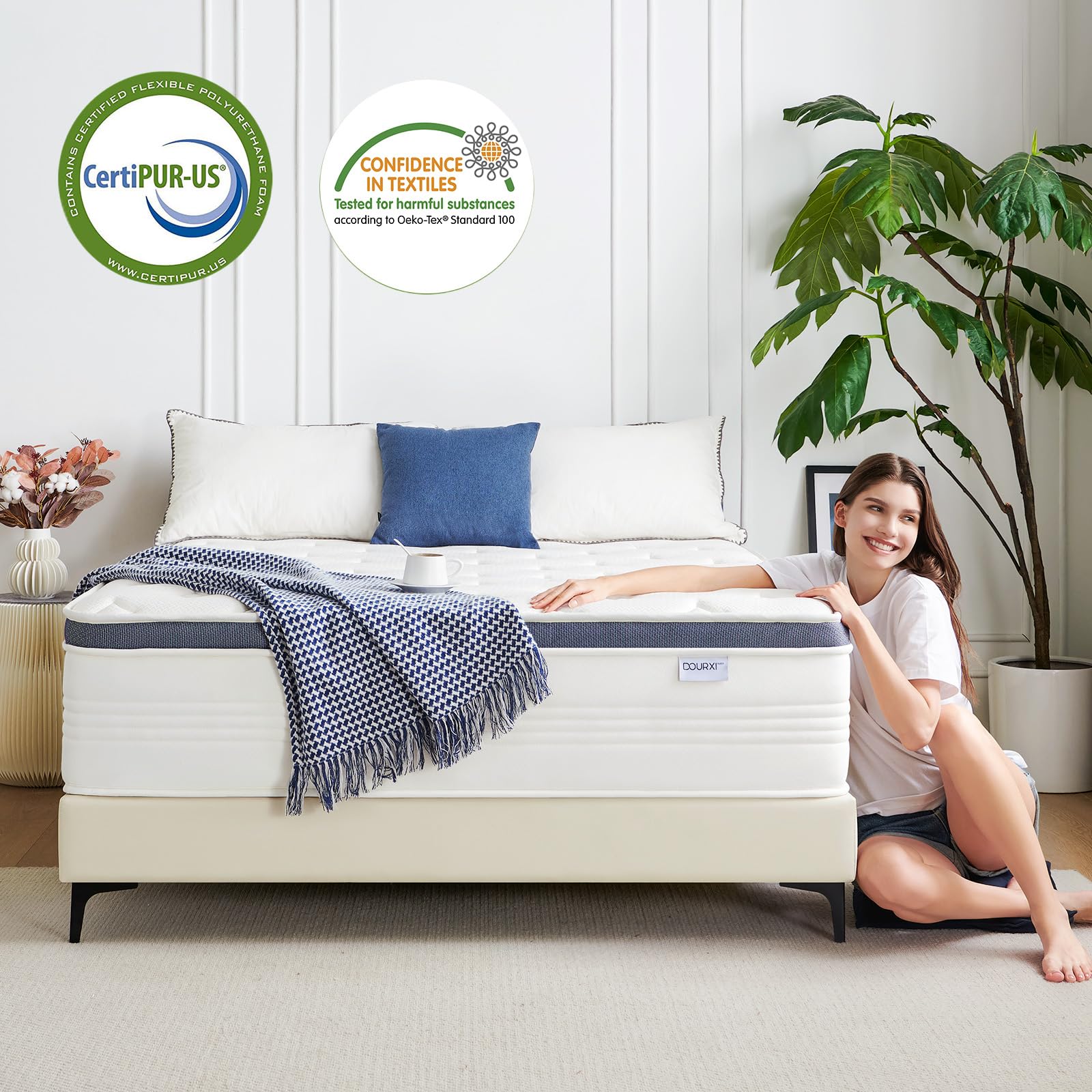 Dourxi Twin XL Size Mattress, 12 Inch Twin Mattress in a Box with Gel Memory Foam, Individually Pocketed Springs for Pressure Relief and Back Pain Relief-Medium